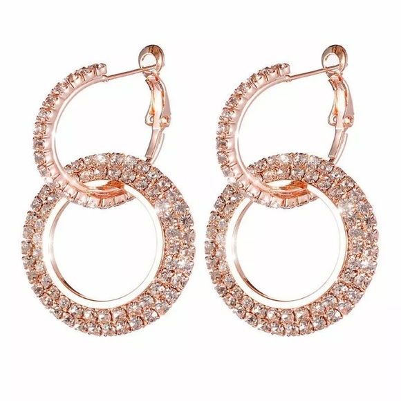 Tianna Crystal Circle Hoops Rose Gold - Picture 4 of 4